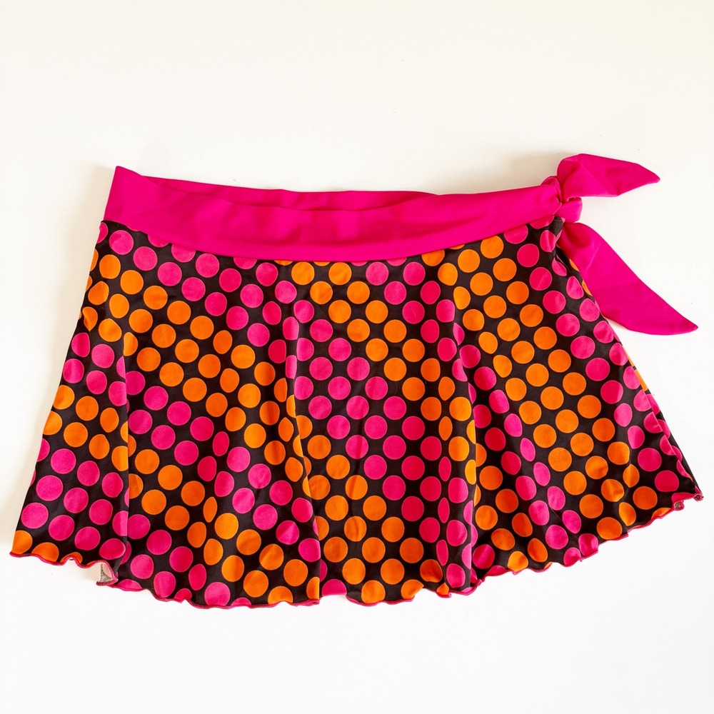 Victoria's Secret Womens Polka Dot Y2K Retro Swim Skirt Cover Up Pink Orange S
